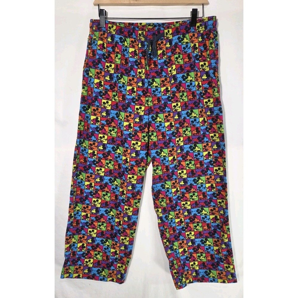 Disney Parks Mickey Mouse Colorful Photo Reel Drawstring Pajama Pants Size Med